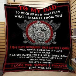Personalized To My Dad Quilt Blanket From Son I Will Never Outgrow A Place In Your Heart Great Customized Blanket Gifts For Birthday Christmas Thanksgiving FatherS Day and Home Decor