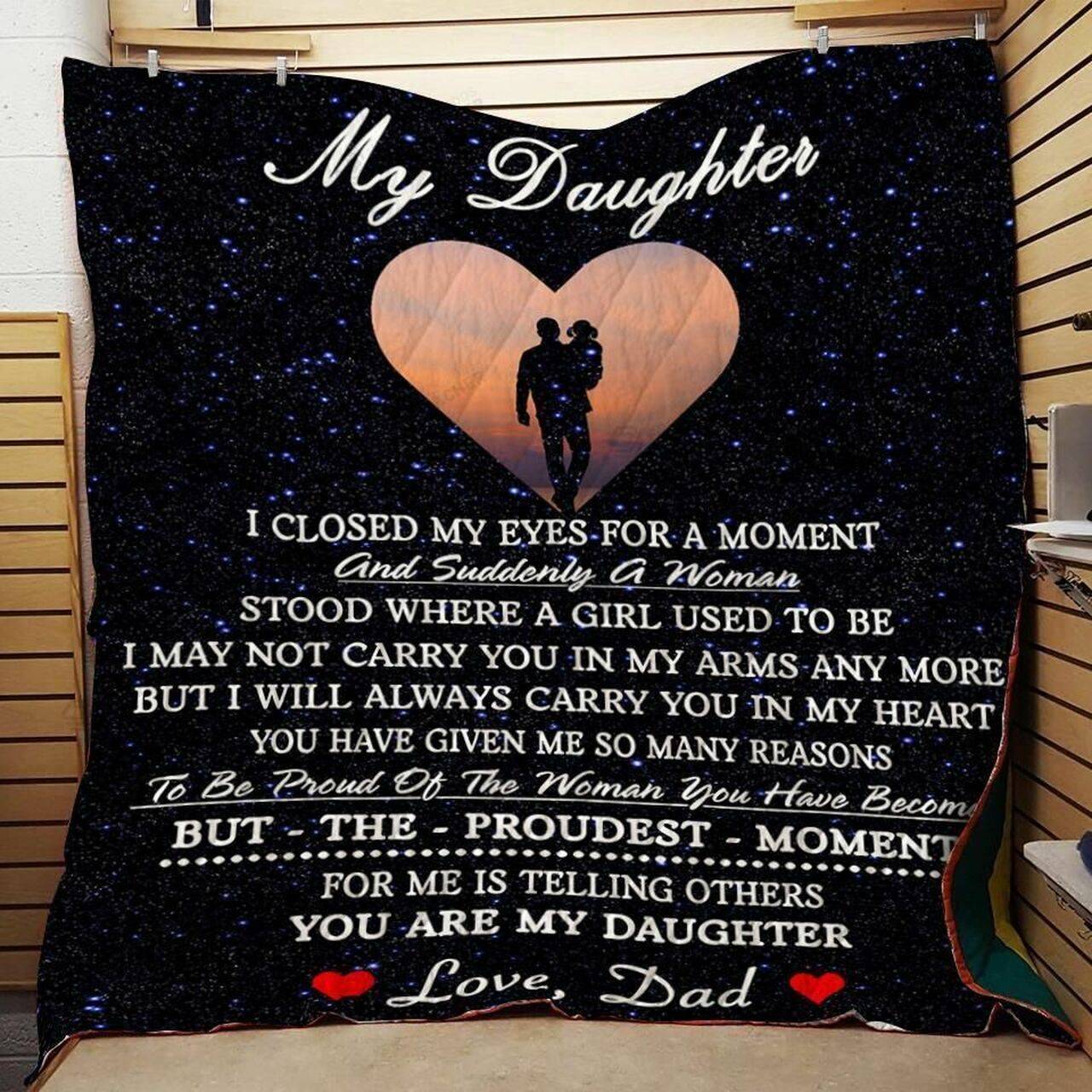 Personalized To My Daughter From Dad I Closed My Eyes Quilt Blanket Great Customized Gifts For Birthday Christmas Thanksgiving and Home Decor