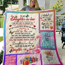 Personalized To My Daughter-In-Law Quilt Blanket I Love You So Much Quilt Blanket Great Customized Blanket Gifts For Birthday Christmas Thanksgiving and Home Decor