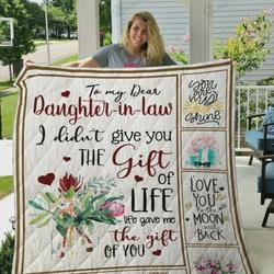 Personalized To My Dear Daughter-In-Law Quilt Blanket I Am So Proud Of You Great Customized Blanket Gifts For Birthday Christmas Thanksgiving and Home Decor