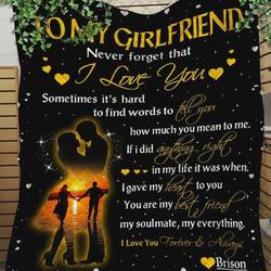 Personalized To My Girlfriend Quilt Blanket I Love You Forever And Always Great Customized Blanket Gifts For Birthday Christmas Thanksgiving and Home Decor