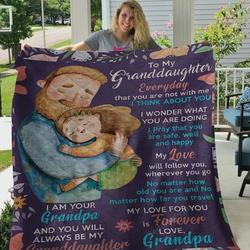 Personalized To My Granddaughter Quilt Blanket From Grandpa I Am Your Grandpa And You Will Always Be My Granddaughter Great Customized Blanket Gifts For Birthday Christmas Thanksgiving and Home Decor