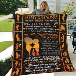 Personalized To My Grandson From Grandma Never Forget How Much I Love You Quilt Blanket Great Customized Gifts For Birthday Christmas Thanksgiving and Home Decor