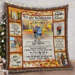 Personalized To My Husband Quilt Blanket From Wife Never Forget That I Love You Great Customized Blanket Gifts For Birthday Christmas Thanksgiving and Home Decor