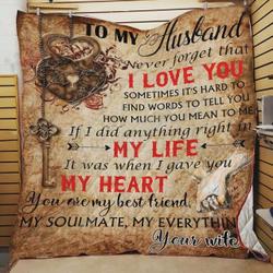 Personalized To My Husband Quilt Blanket From Wife You Are My Best Friend My Soulmate My Everything Great Customized Blanket Gifts For Birthday Christmas Thanksgiving and Home Decor