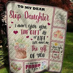 Personalized To My Step Daughter Quilt Blanket I Love You To The Moon And Back Great Customized Blanket Gifts For Birthday Christmas Thanksgiving and Home Decor
