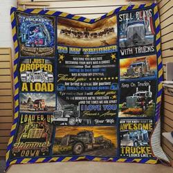 Personalized To My Trucker Quilt Blanket From Wife My Husband Is The World Hottest Trucker Great Customized Blanket Gifts For Birthday Christmas Thanksgiving and Home Decor