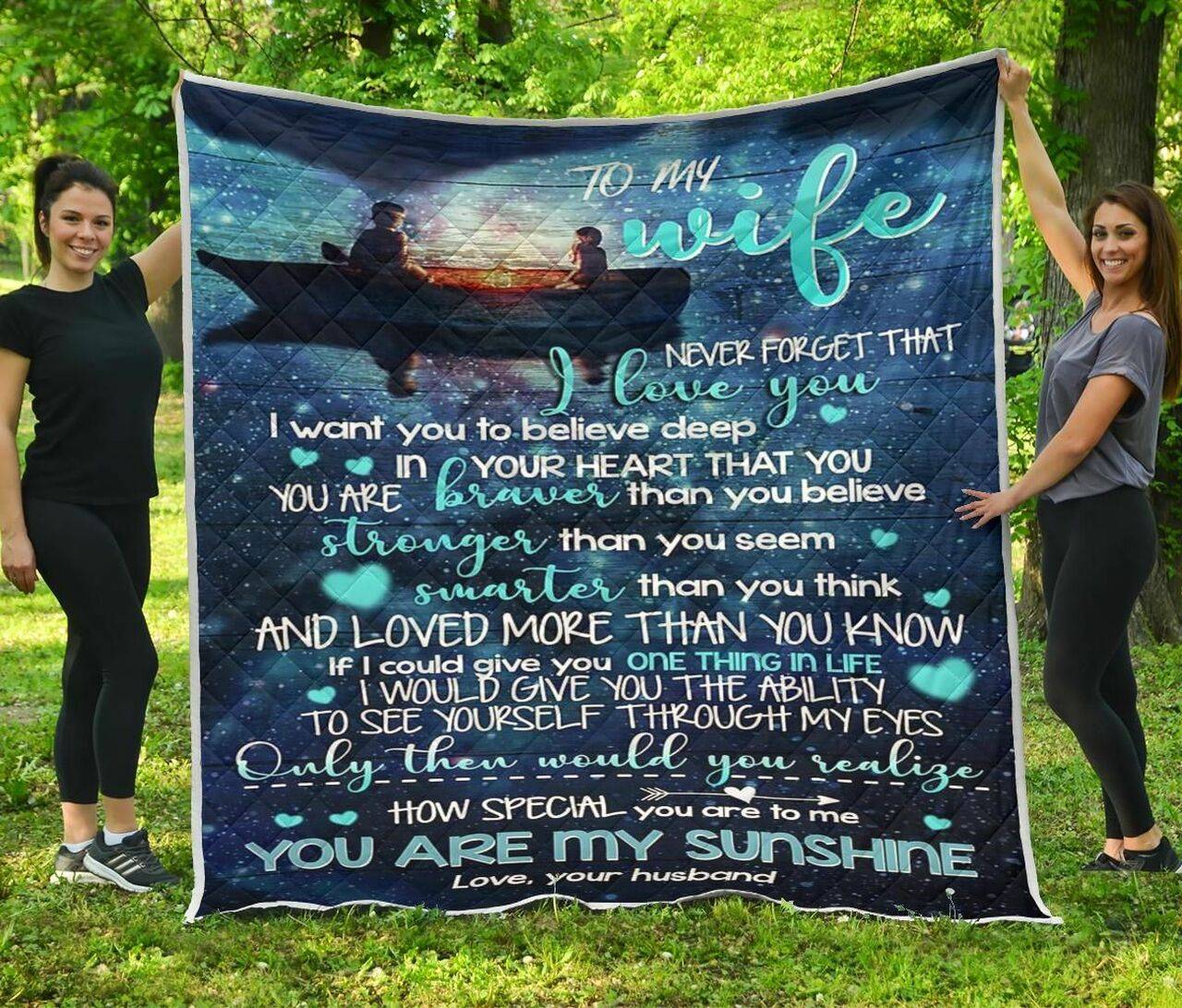 Personalized To My Wife From Husband You Are My Sunshine Quilt Blanket Great Customized Gifts For Birthday Christmas Thanksgiving Wedding ValentineS Day and Home Decor