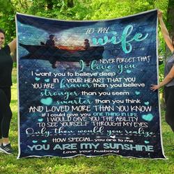 Personalized To My Wife From Husband You Are My Sunshine Quilt Blanket Great Customized Gifts For Birthday Christmas Thanksgiving Wedding ValentineS Day and Home Decor