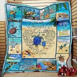Personalized Turtle To My Daughter From Mom Never Forget How Much I Love You Quilt Blanket Great Customized Gifts For Birthday Christmas Thanksgiving and Home Decor
