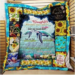 Personalized Turtle To My Daughter From Mom Never Forget That I Love You Quilt Blanket Great Customized Gifts For Birthday Christmas Thanksgiving and Home Decor