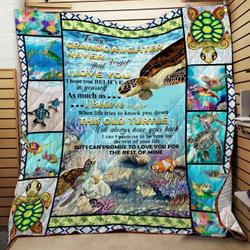 Personalized Turtle To My Granddaughter From Grandma This Old Turtle Will Always Have Your Back Quilt Blanket Great Customized Gifts For Birthday Christmas Thanksgiving and Home Decor