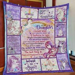 Personalized Unicorn To My Daughter Quilt Blanket From Mom You Were And Always Will Be The Best Thing That Ever Happened To Me Great Customized Blanket Gifts For Birthday Christmas Thanksgiving and Home Decor