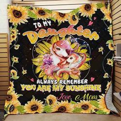 Personalized Unicorn To My Daughter You Are My Sunshine Quilt Blanket Great Customized Gifts For Birthday Christmas Thanksgiving and Home Decor