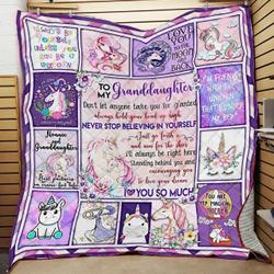 Personalized Unicorn To My Granddaughter From Grandma I Love You So Much Quilt Blanket Great Customized Gifts For Birthday Christmas Thanksgiving and Home Decor