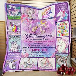 Personalized Unicorn To My Granddaughter From Grandma If They Whisper To You Quilt Blanket Great Customized Gifts For Birthday Christmas Thanksgiving and Home Decor