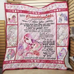 Personalized Unicorn To My Granddaughter From Grandma Never Forget That I Love You Quilt Blanket Great Customized Gifts For Birthday Christmas Thanksgiving and Home Decor