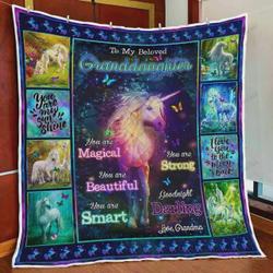 Personalized Unicorn To My Granddaughter From Grandma You Are Magical Quilt Blanket Great Customized Gifts For Birthday Christmas Thanksgiving and Home Decor