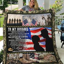 Personalized Us Army To My Husband I Love You Always And Forever Quilt Blanket Great Customized Blanket Gifts For Birthday Christmas Thanksgiving and Home Decor