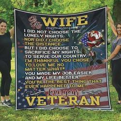 Personalized Veteran To My Wife Quilt Blanket From Husband You Are The Best Thing That Ever Happened To Me Great Customized Blanket Gifts For Birthday Christmas Thanksgiving and Home Decor