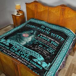 Personalized Wolf And Flower To My Wife From Husband How Much You Mean To Me Quilt Great Customized Gifts For Birthday Christmas Thanksgiving MotherS Day and Home Decor