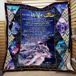 Personalized Wolf To My Wife From Husband I Love You Forever And Always Quilt Blanket Great Customized Gifts For Birthday Christmas Thanksgiving Wedding ValentineS Day and Home Decor