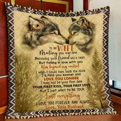 Personalized Wolf To My Wife Quilt Blanket From Husband I Love You Forever And Always Great Customized Blanket Gifts For Birthday Christmas Thanksgiving and Home Decor