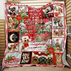 Personalized Yorkies Christmas To My Daughter Quilt Blanket From Mom You Will Always Be My Baby Girl Great Customized Blanket Gifts For Birthday Christmas Thanksgiving and Home Decor