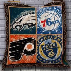 Philadelphia Eagles 76Ers Flyers Union Quilt Blanket Bs1058 and Home Decor