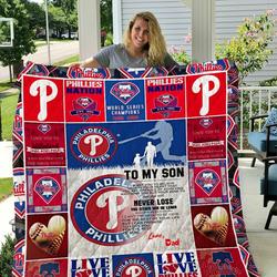 Philadelphia Phillies To My Son Love Dad Quilt Blanket and Home Decor