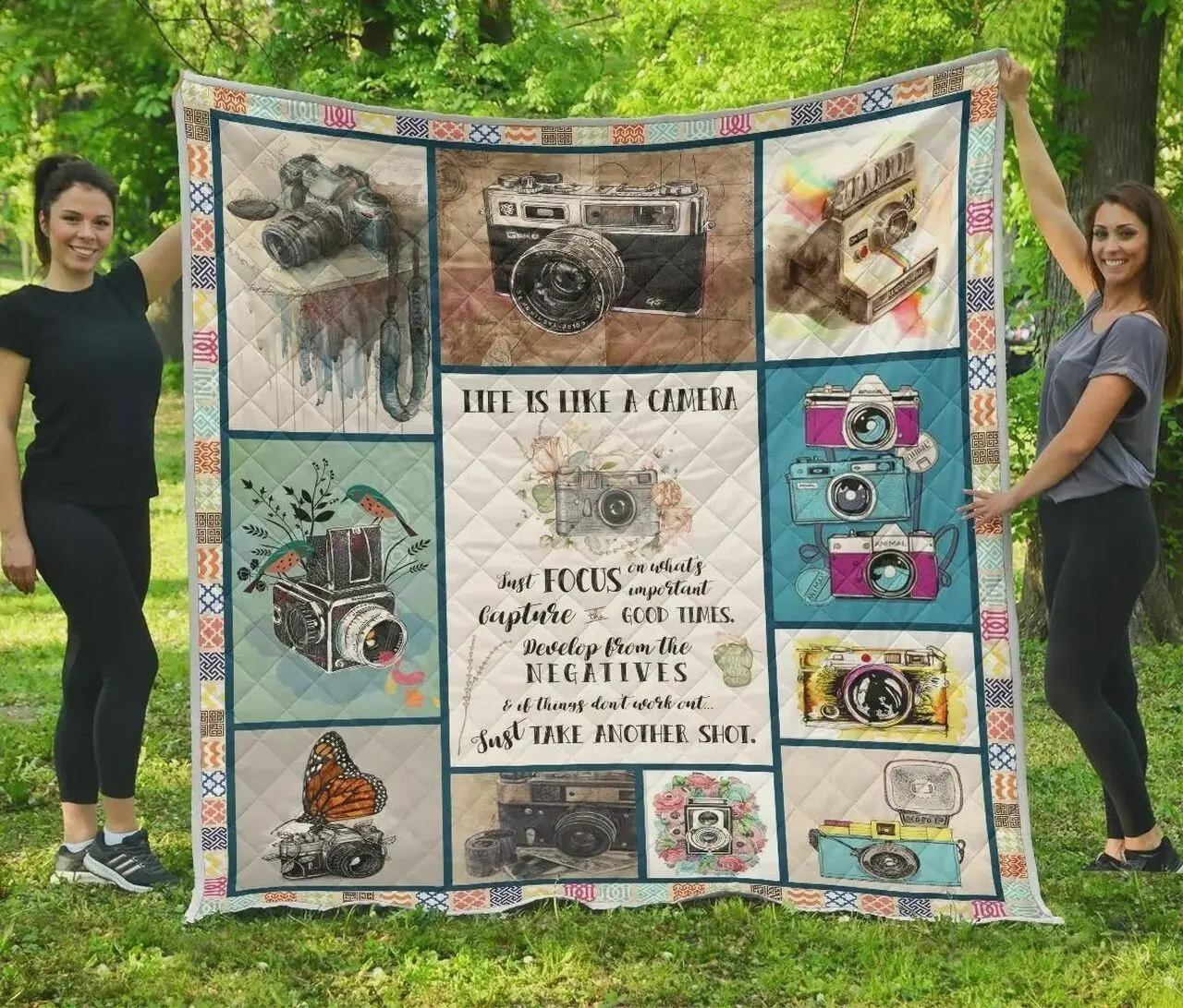 Photographer Love Life Is Like A Camera You Just Take A Shot Quilt Blanket Great Customized Blanket Gifts For Birthday Christmas Thanksgiving and Home Decor