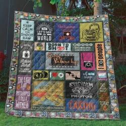 Photographer Photo Keep Calm And Shoot Quilt Blanket Great Customized Blanket Gifts For Birthday Christmas Thanksgiving, FatherS Day and Home Decor