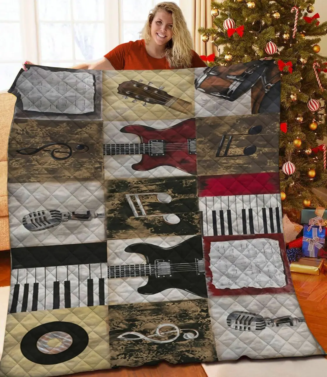 Piano And Guitar JFJ11289 3D Customized Quilt 2707 and Home Decor