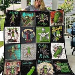 Pickle Rick Quilt Blanket All Season Plus Size Quilt Blanket and Home Decor