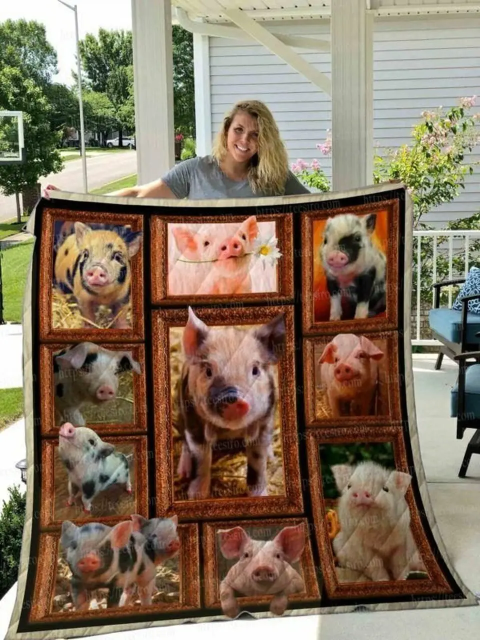 Pig Cl14100398Mdq Quilt Blanket and Home Decor