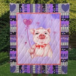 Pig Cl14100401Mdq Quilt Blanket and Home Decor