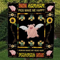 Pig Cl14100405Mdq Quilt Blanket and Home Decor