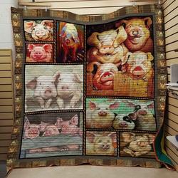 Pig Happy Pigs Quilt Blanket Dhc04012045Dd and Home Decor