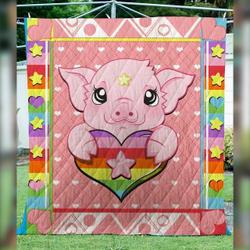 Pig Heart Quilt Blanket and Home Decor