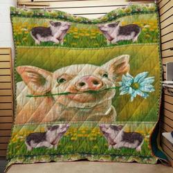 Pig In Love V5 3D Customized Quilt and Home Decor