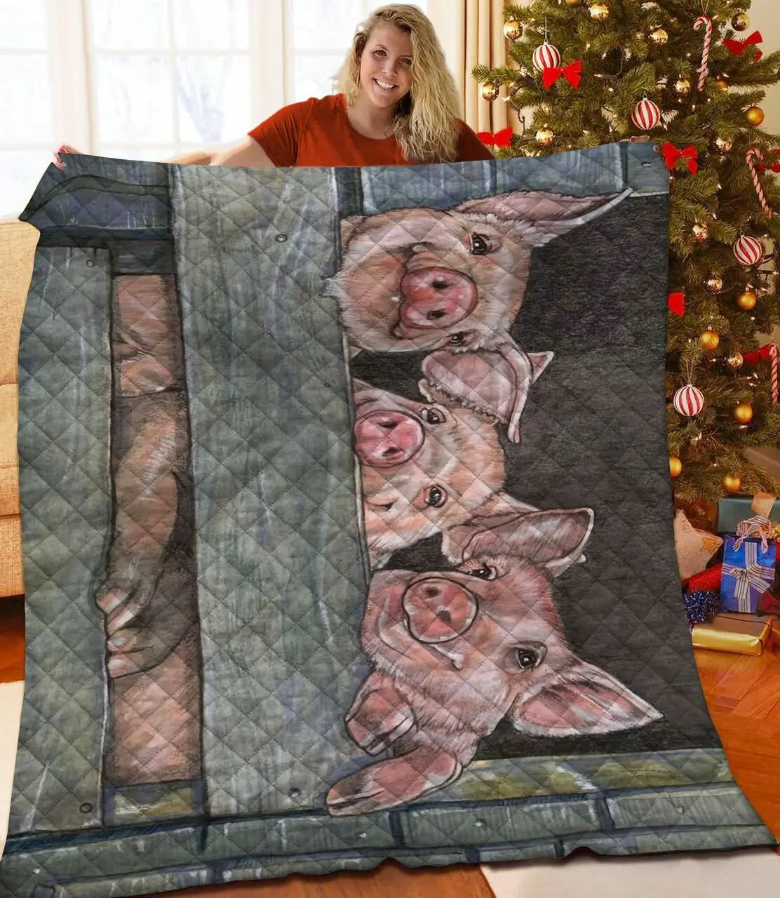 Pig JFJ11351 3D Customized Quilt 2707 and Home Decor