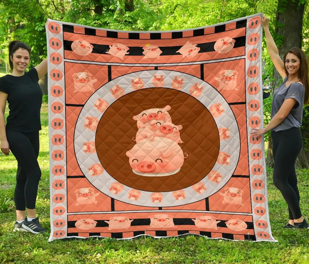 Pig Love While Premium Quilt Blanket Quilt and Home Decor