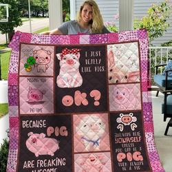 Pig Quilt Blanket Dhc13121437Vt and Home Decor