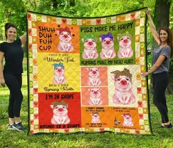 Pig Quilt Blanket Dhc13123931Vt and Home Decor