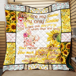 Pig Sunflower You Are My Sunshine My Only Sunshine Quilt Blanket Great Customized Blanket Gifts For Birthday Christmas Thanksgiving and Home Decor