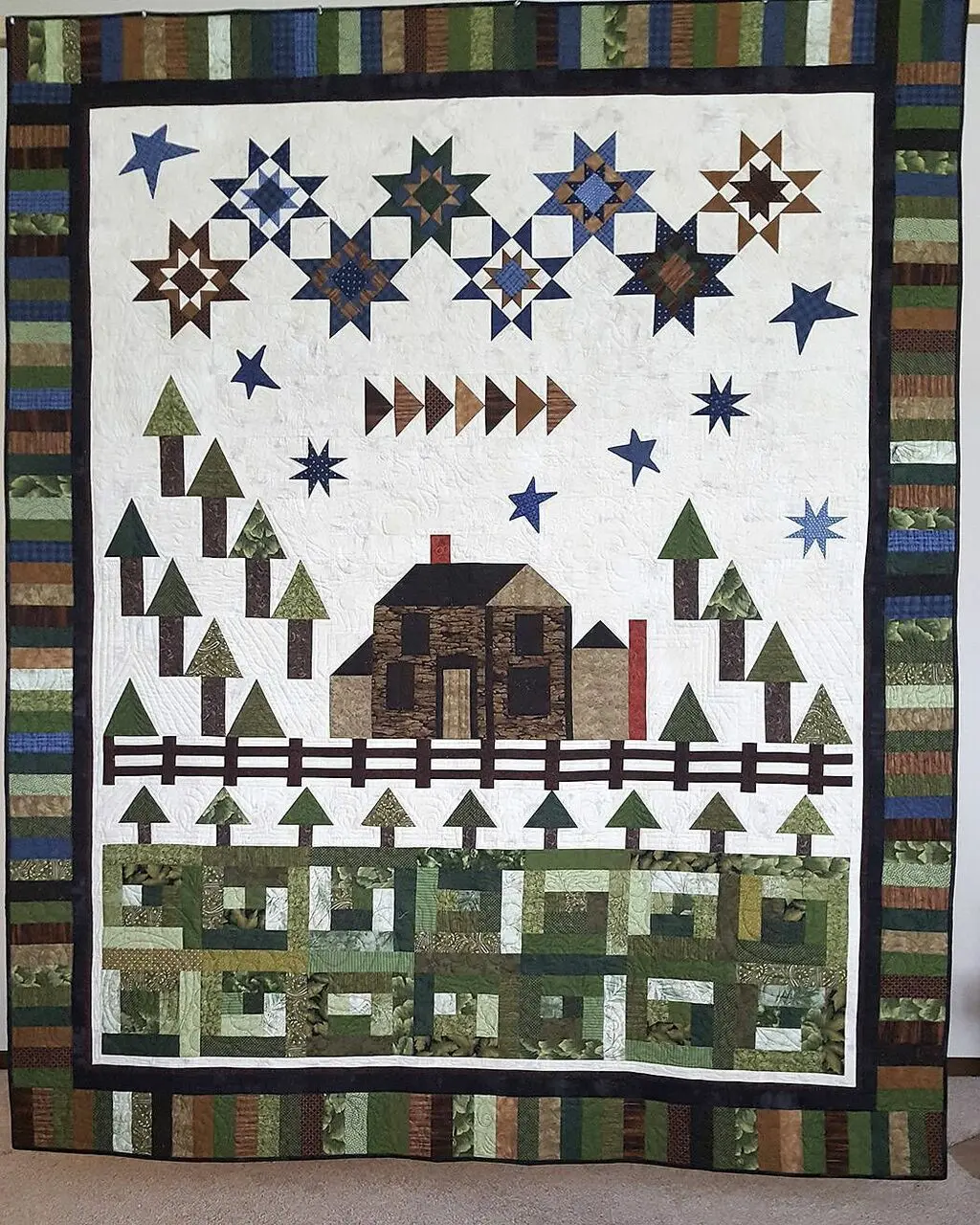 Pine Tree And House Quilt Tdhmy and Home Decor