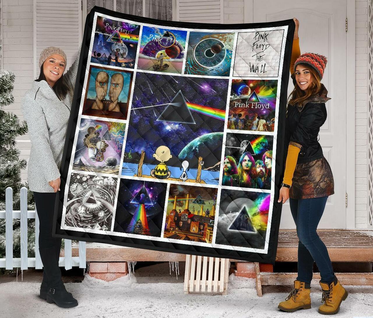 Pink Floyd Dark Side Of Moon Snoopy Funny Quilt and Home Decor