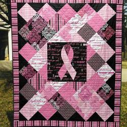 Pink Ribbon Awareness Quilt Blanket Aa22  Quilt and Home Decor