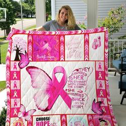 Pink Warrior Breast Cancer She Believed She Could So She Did Quilt Blanket Great Customized Blanket Gifts For Birthday Christmas Thanksgiving and Home Decor