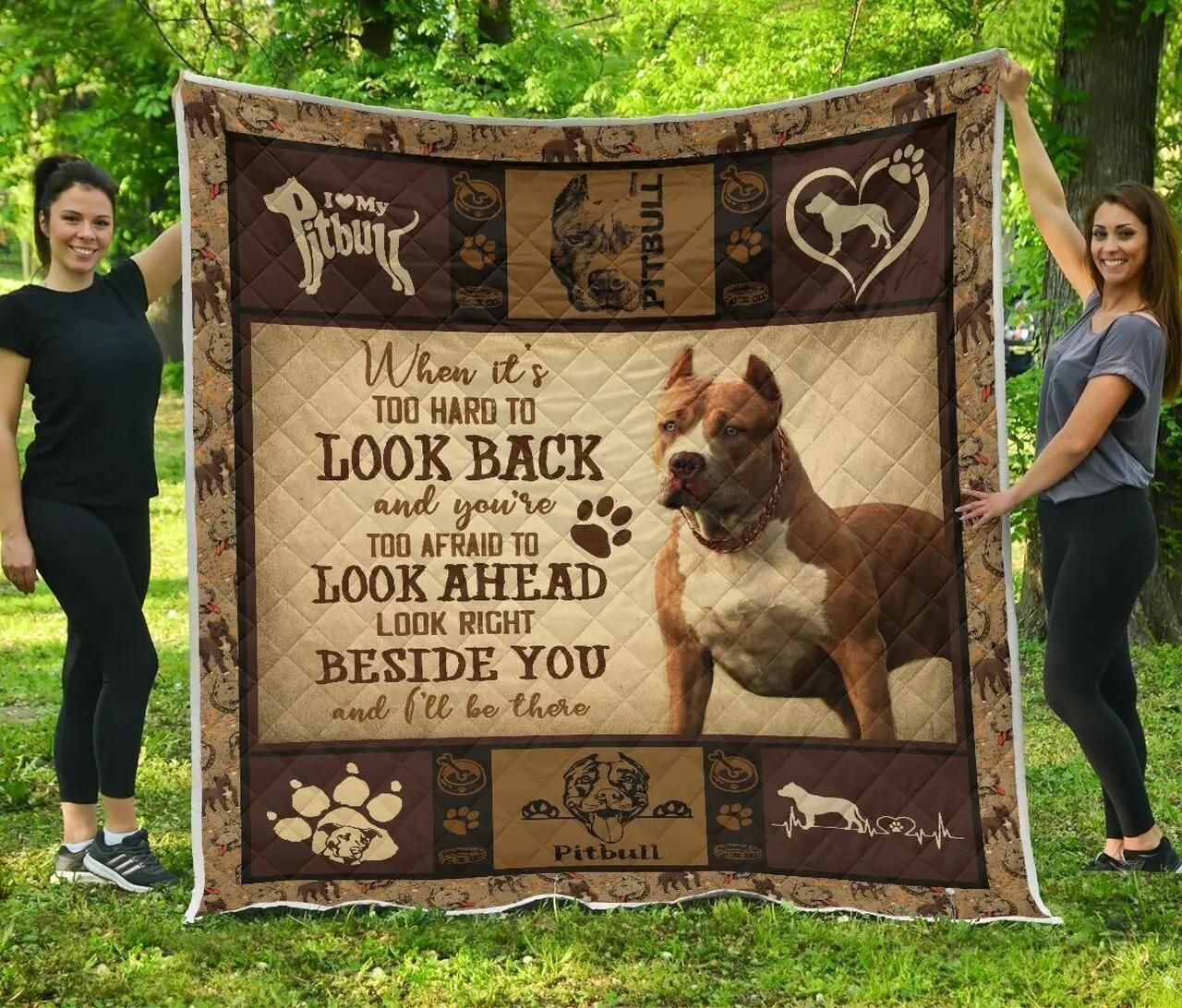 Pit Bull Beside You LTK278 3D Customized Quilt and Home Decor